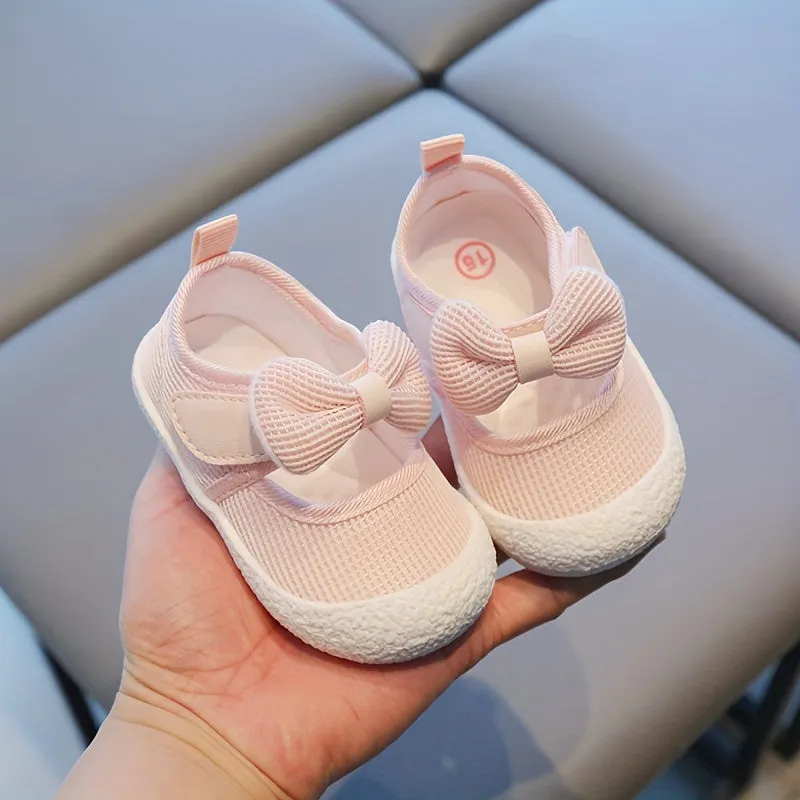 Adorable Baby Boys Bowknot Sneakers - Soft & Breathable, Non-Slip Grip - Perfect for Spring to Autumn - Stylish Solid Colors for Everyday Play