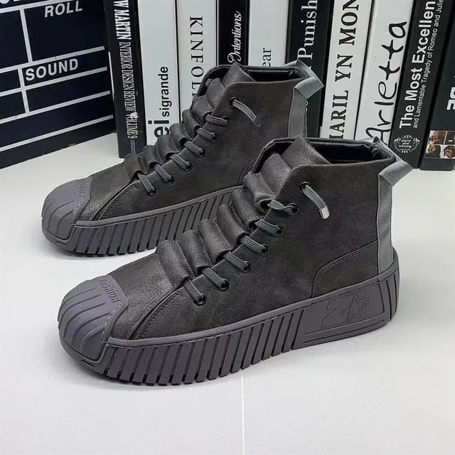 Amozae Autumn and winter New Men Martin boots The increased boots Fashion casual shoes board shoes High quality-0404