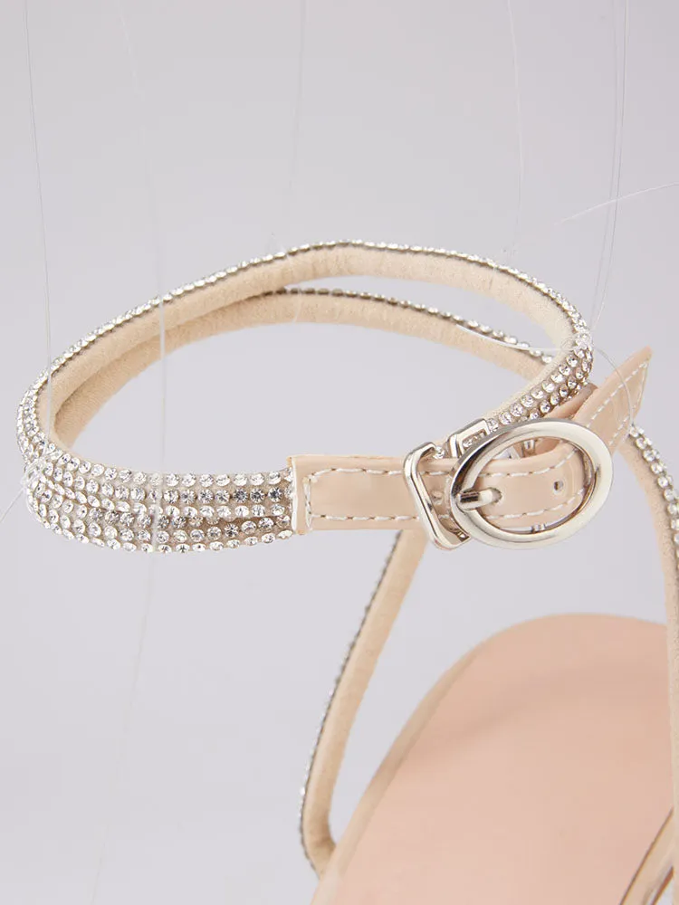 Amozae-Sparkling Bow Square Toe High Heels