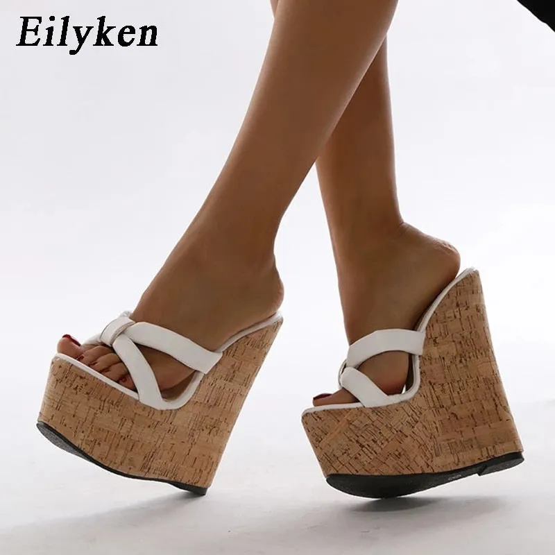 Amozae Summer Outdoor Fashion Brand Peep Toe Platform Slippers High Quality Sandals Women Wedges Heels Ladies Leisure Shoes