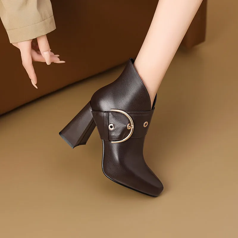 Autumn Elegance Thick Heels Ankle Boots