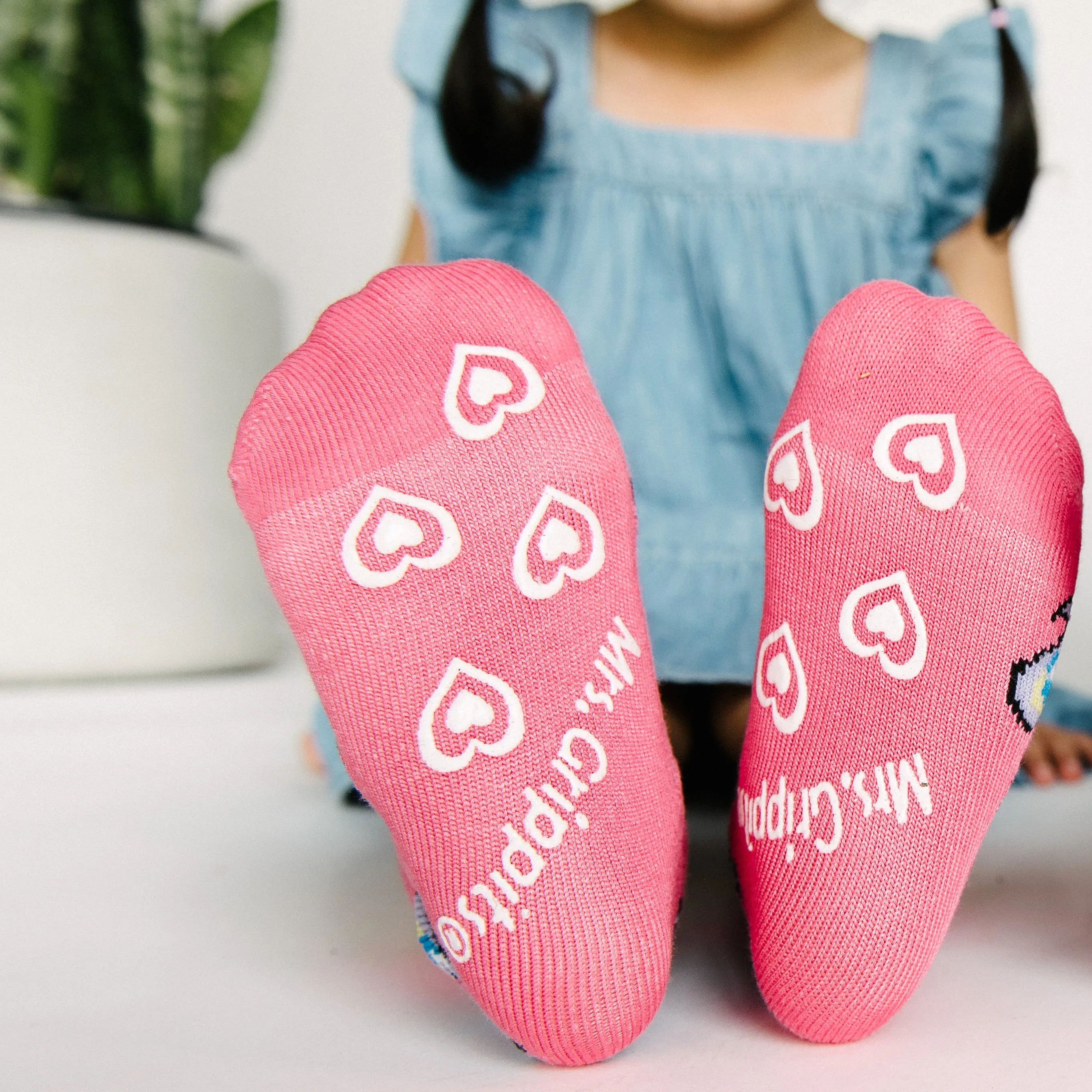 Baby/Kids Bamboo Socks with Grips - Pink Unicorn