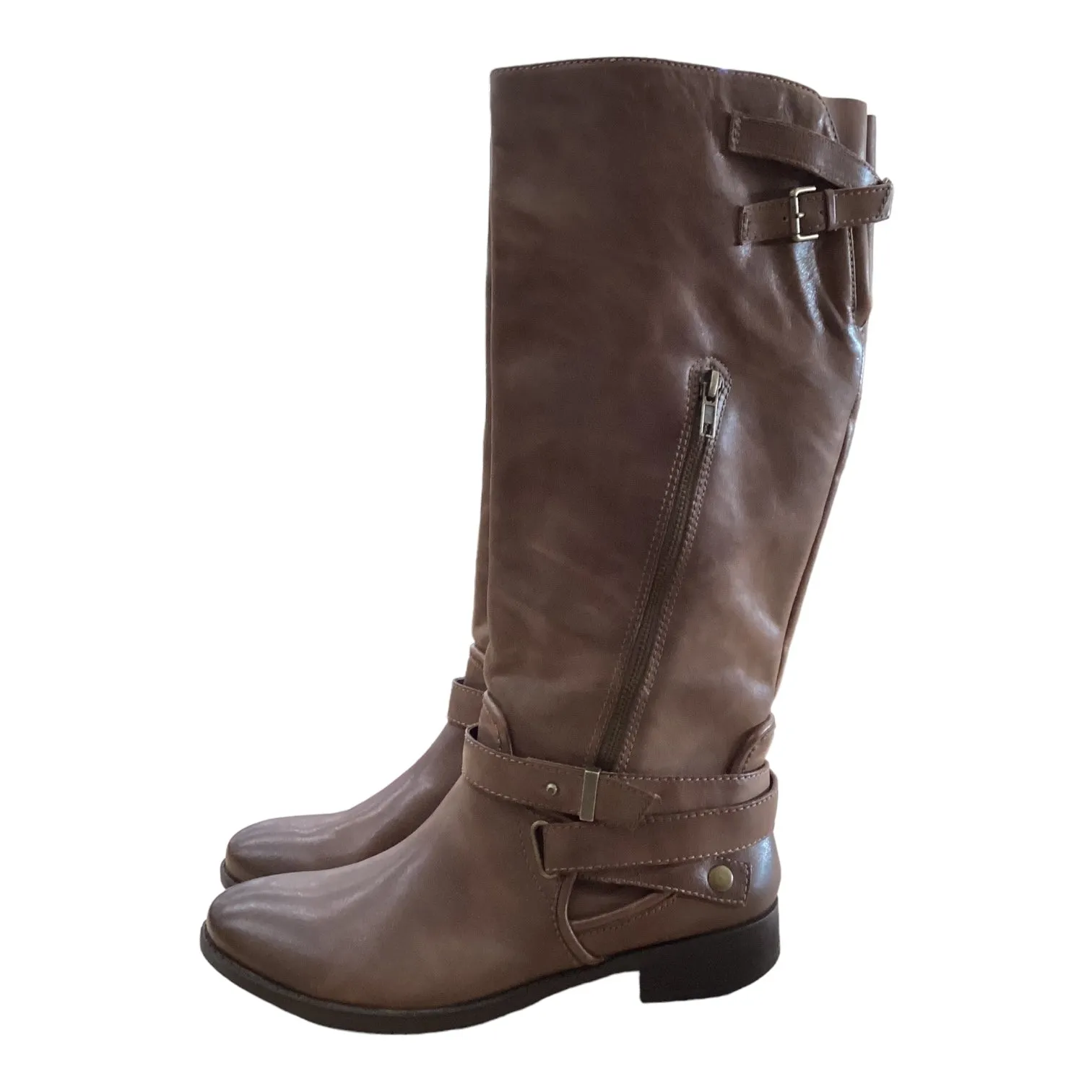 Boots Leather By Clothes Mentor In Brown, Size: 9