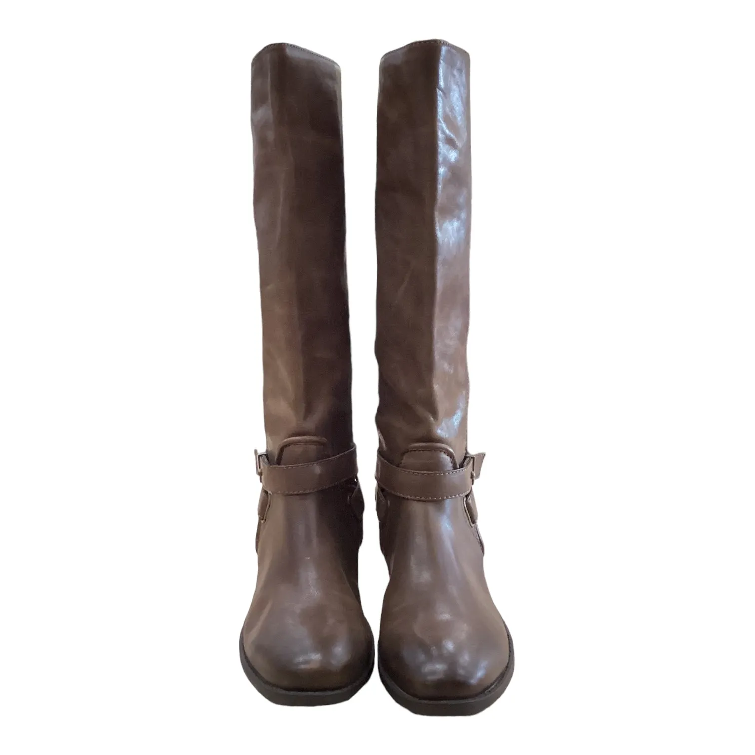 Boots Leather By Clothes Mentor In Brown, Size: 9