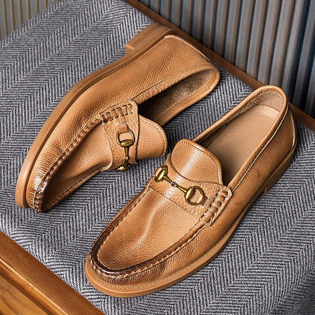 Brown Genuine Leather Casual Loafers