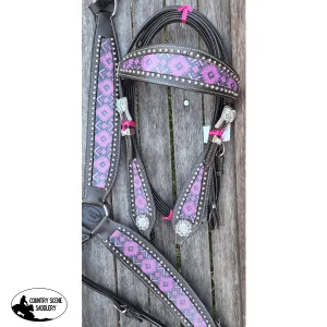 *CSS Purple Diamond Inlay Tackset- Chocolate Leather Cob/ Full