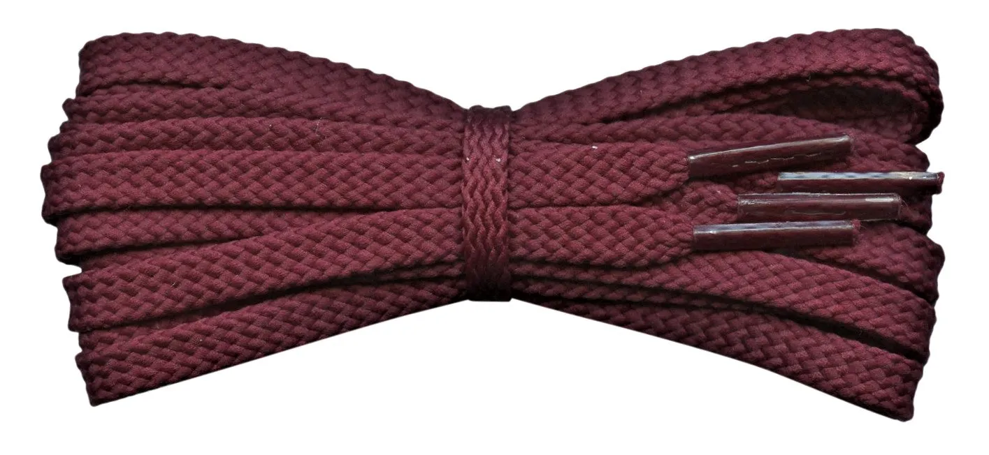 Flat 6 mm Burgundy Shoe Laces for Trainers and Sports Shoes.