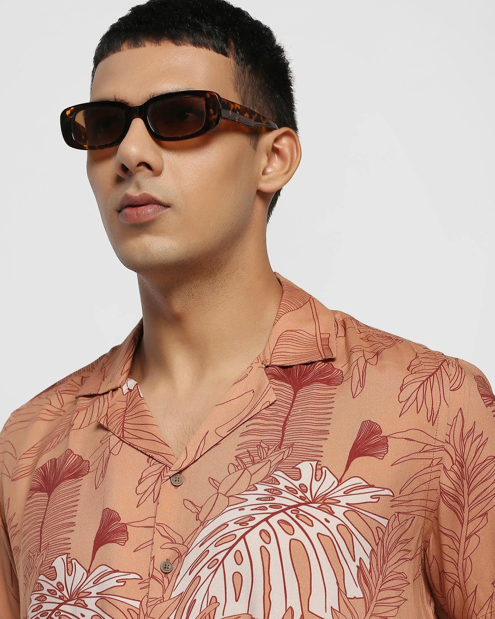 Formal Half Sleeve Rust Printed Shirt - Rein