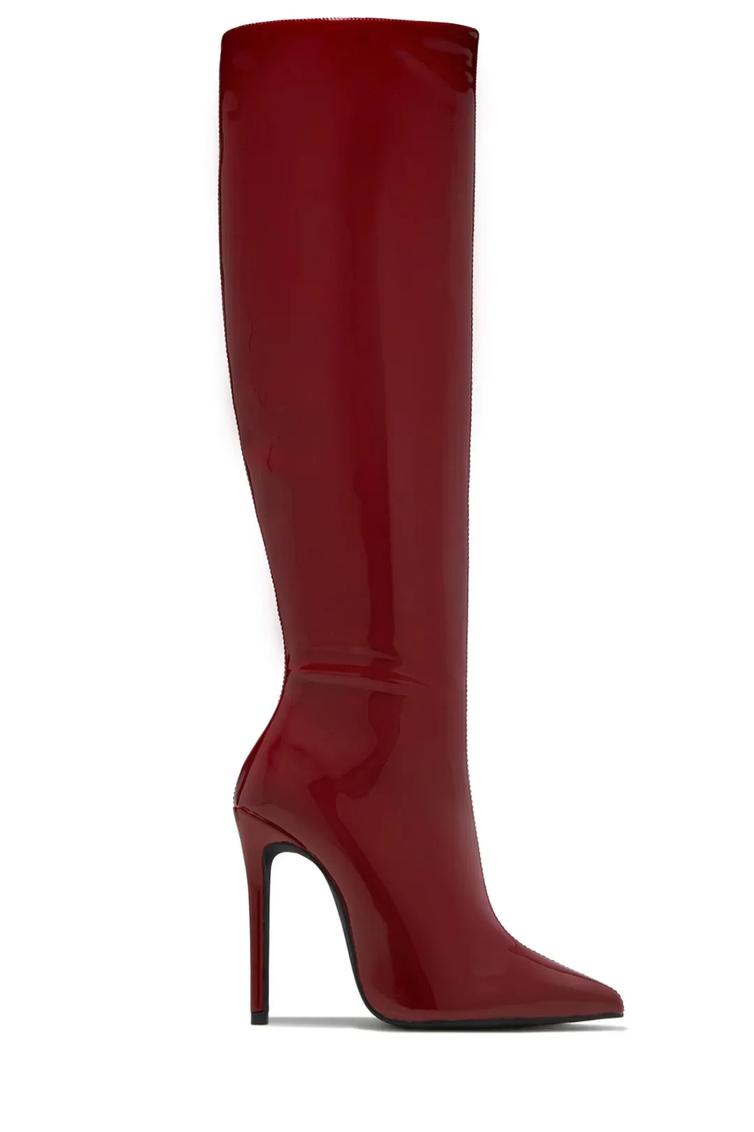 Genesis Knee High Heel Boots - Cherry