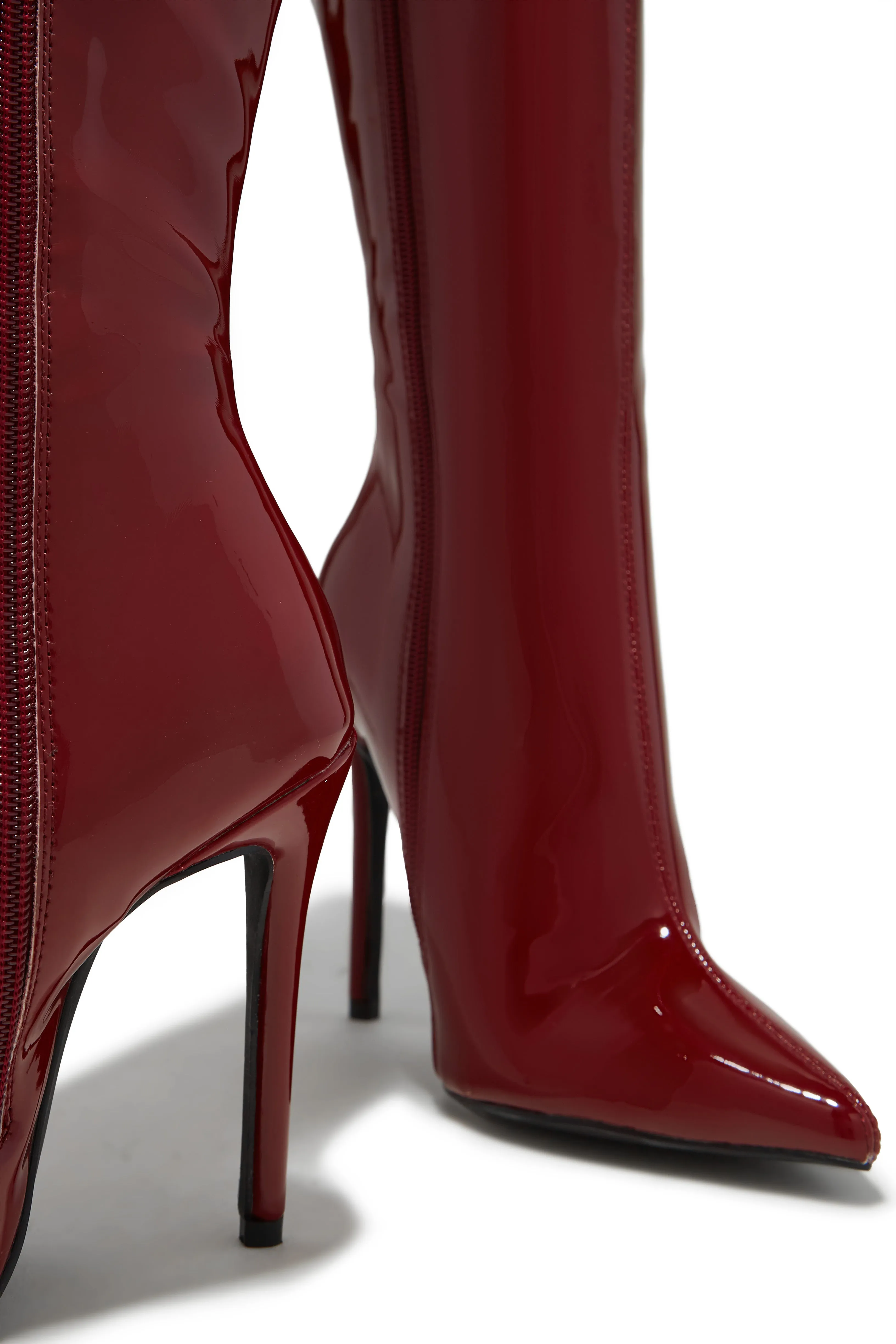 Genesis Knee High Heel Boots - Cherry