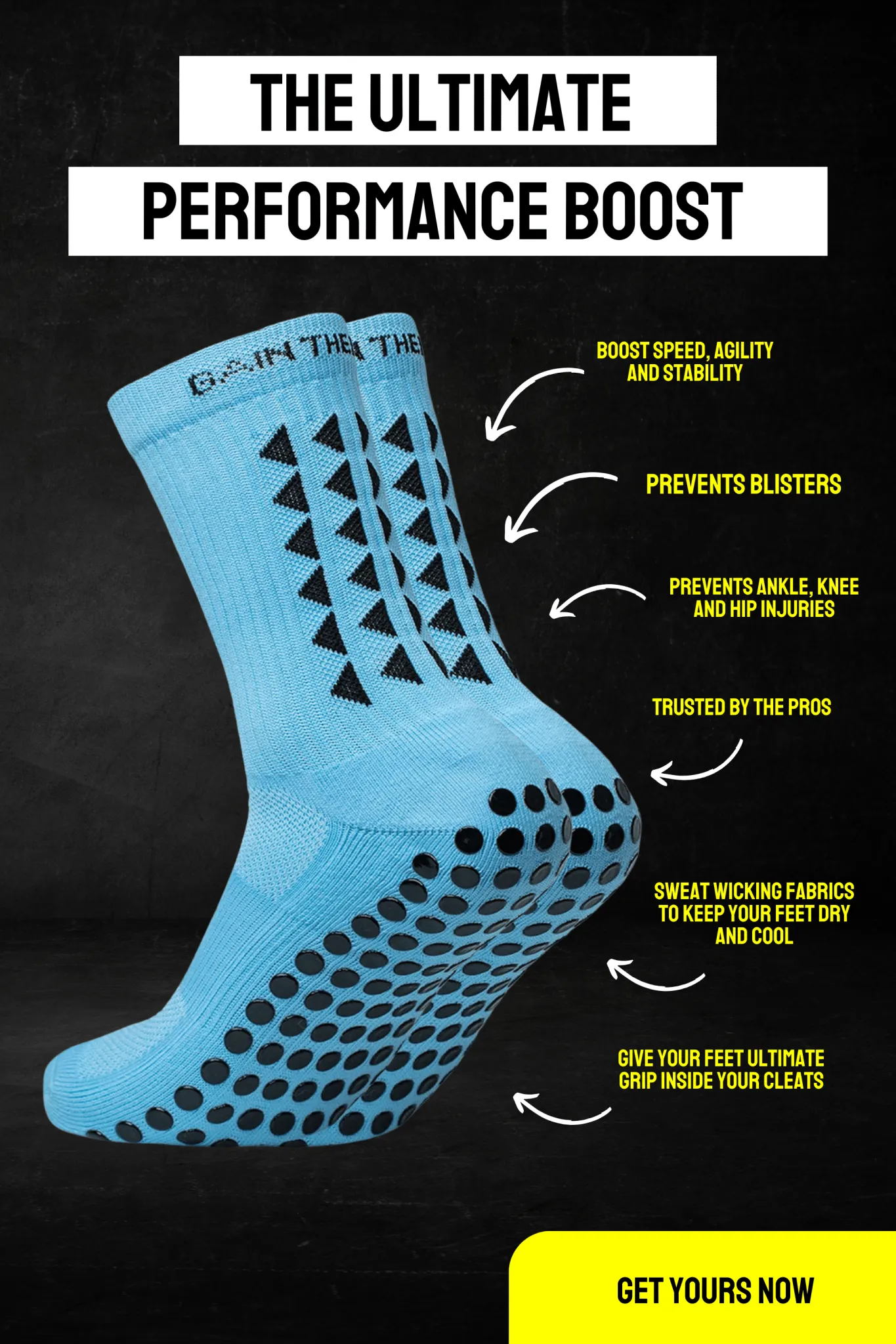 GRIP SOCKS 2.0  MidCalf Length - Light Blue