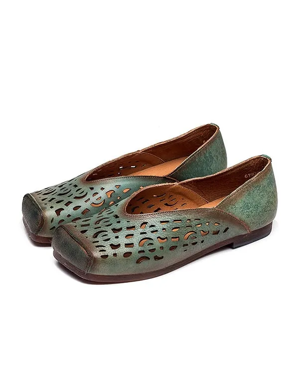 Handmade Leather Comfort Brown Flats