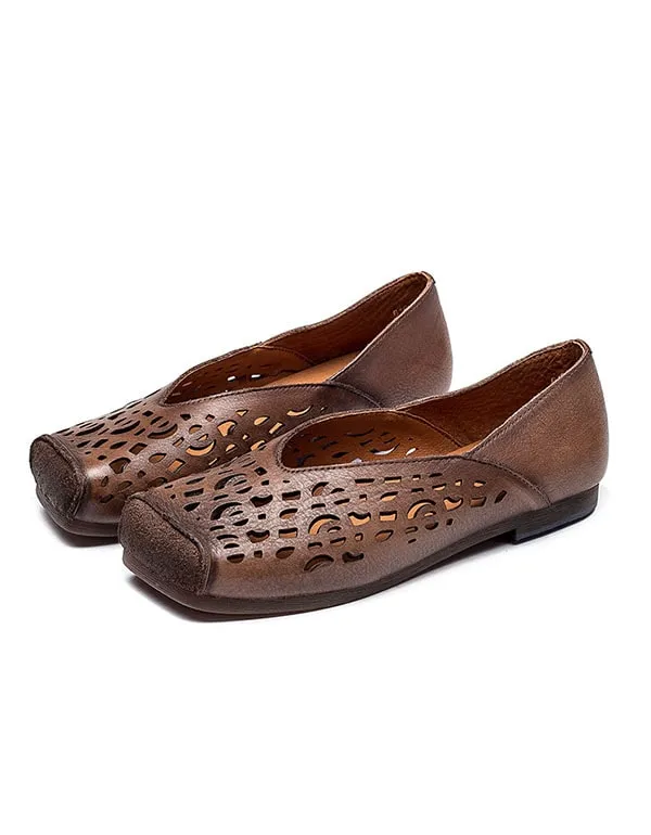 Handmade Leather Comfort Brown Flats