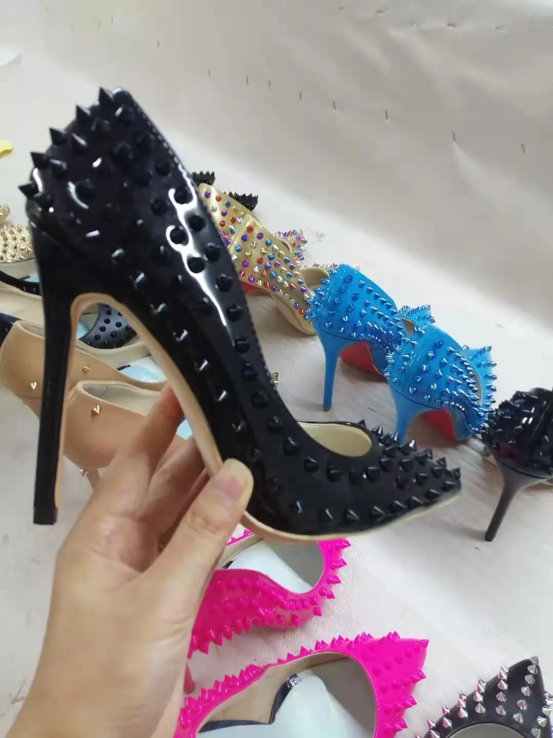 High-heels with nails, Fashion Evening Party Shoes, yy21-2