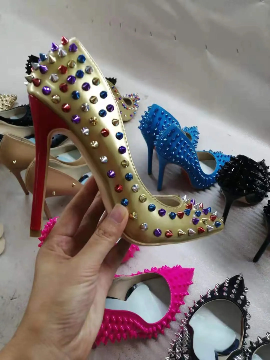 High-heels with nails, Fashion Evening Party Shoes, yy21-2