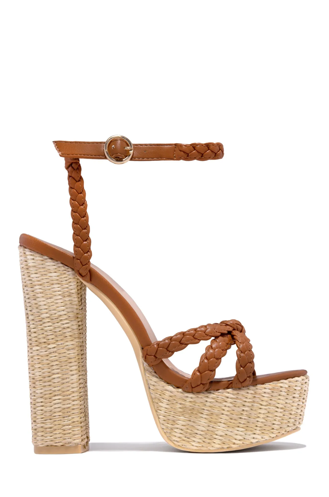 Hilda Platform Block High Heels - Gold