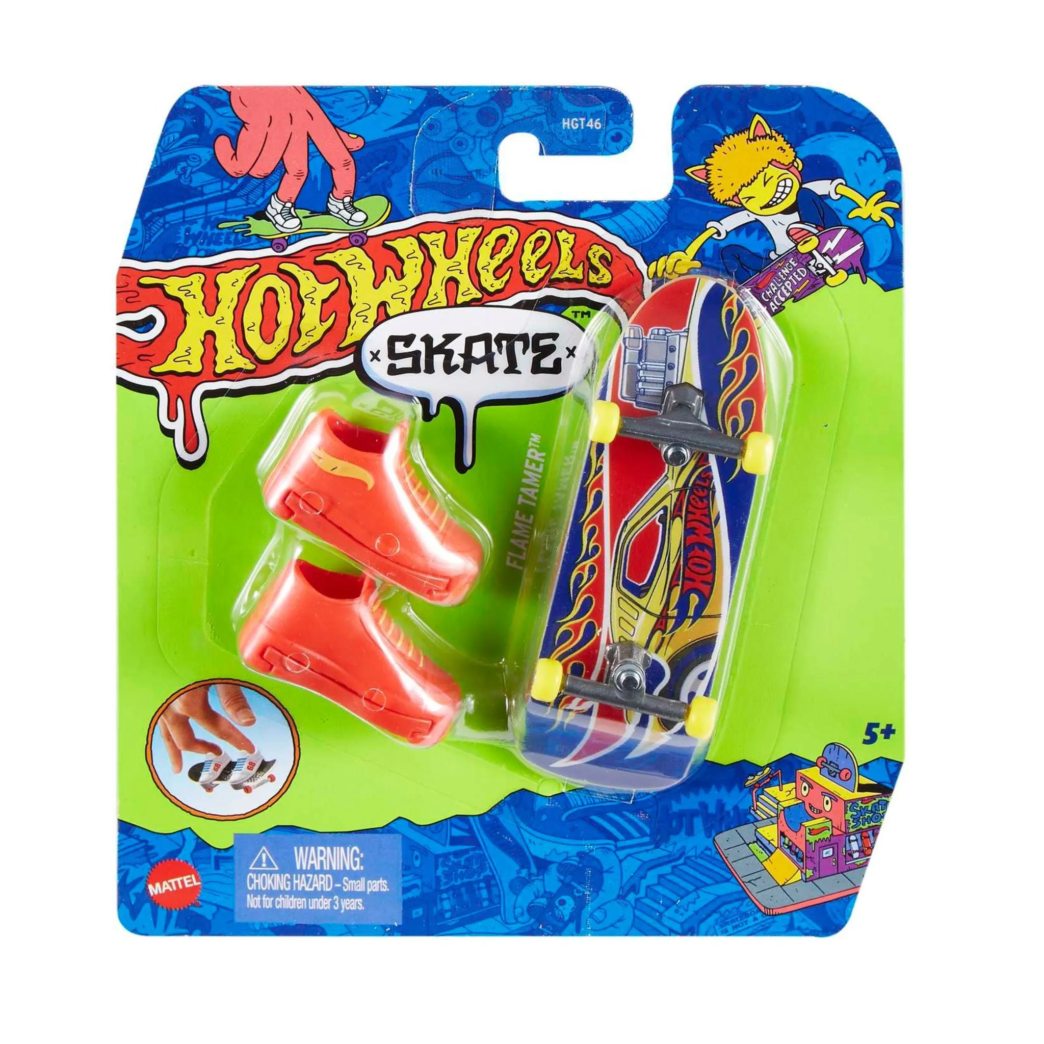 Hot Wheels Skate Fingerboard Single Pack Hw Undisputed 3/4 Flame Tamer