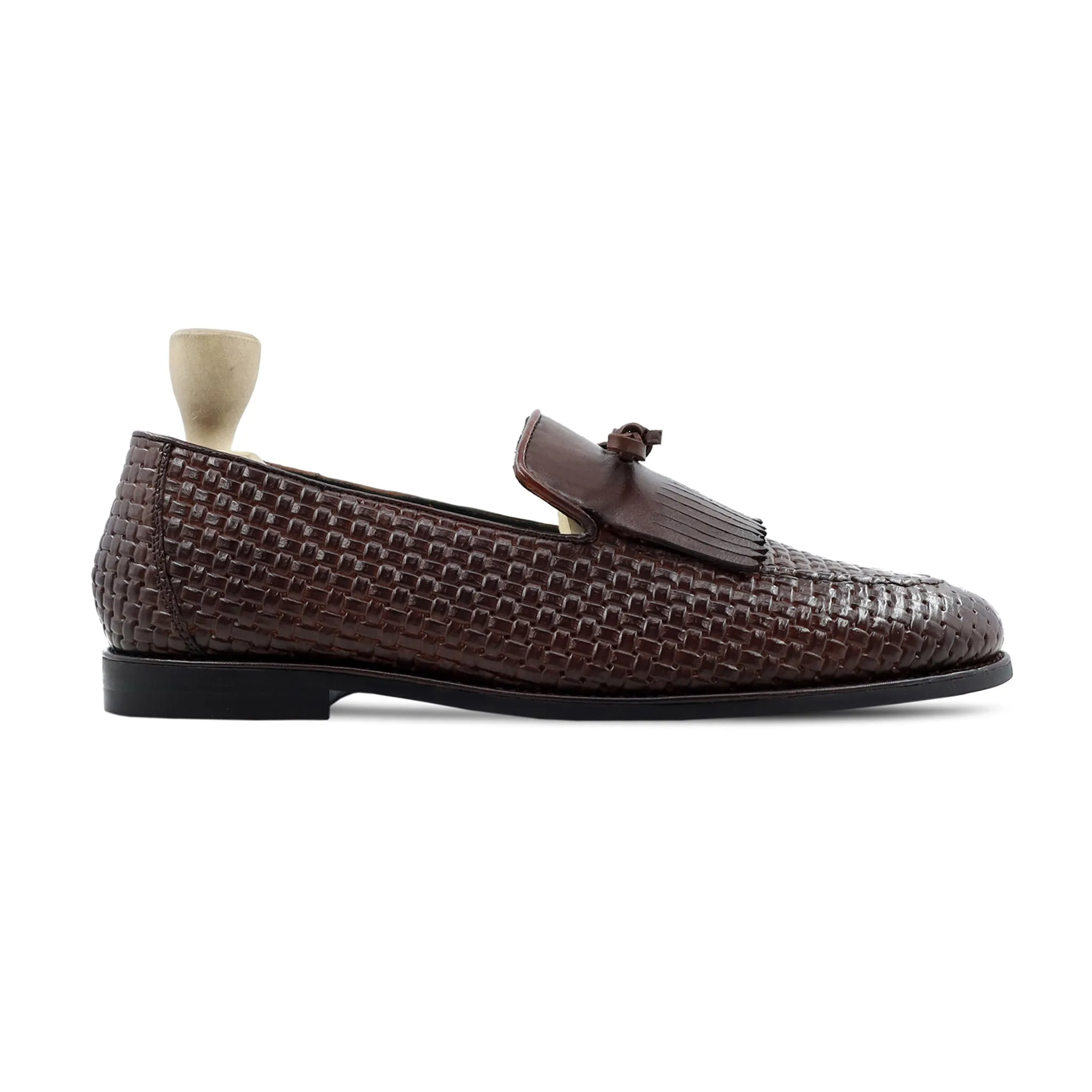 Korsor - Men's Dark Brown Hand Woven Calf Leather Loafer