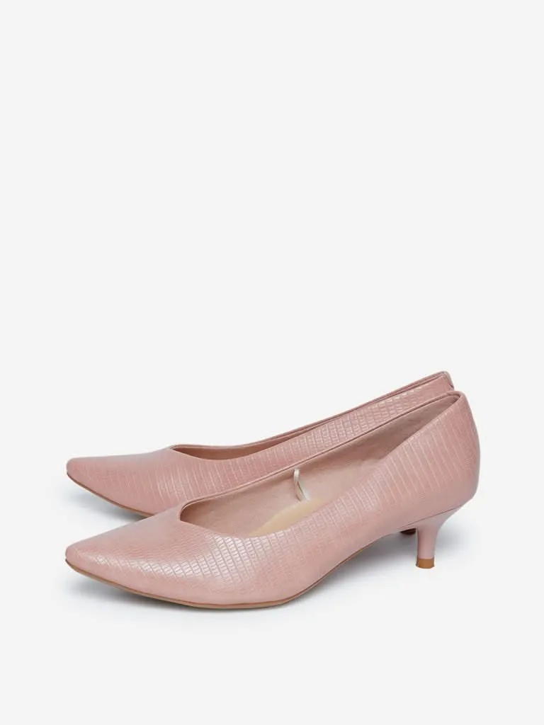 LUNA BLU Pink Comfort-Fit Textured Pumps