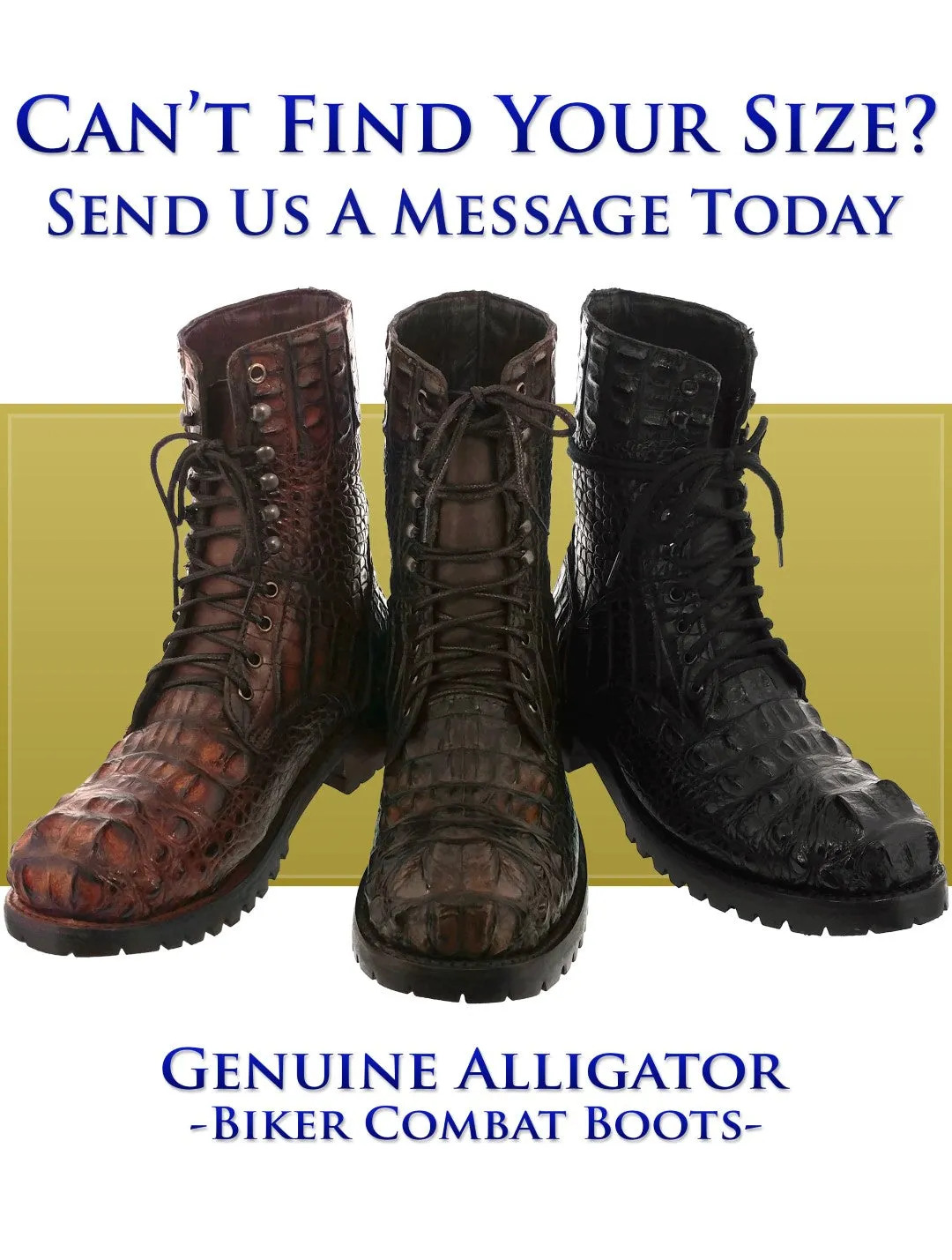 Men's Brown Full Alligator Skin Leather Motorcycle Boots Round