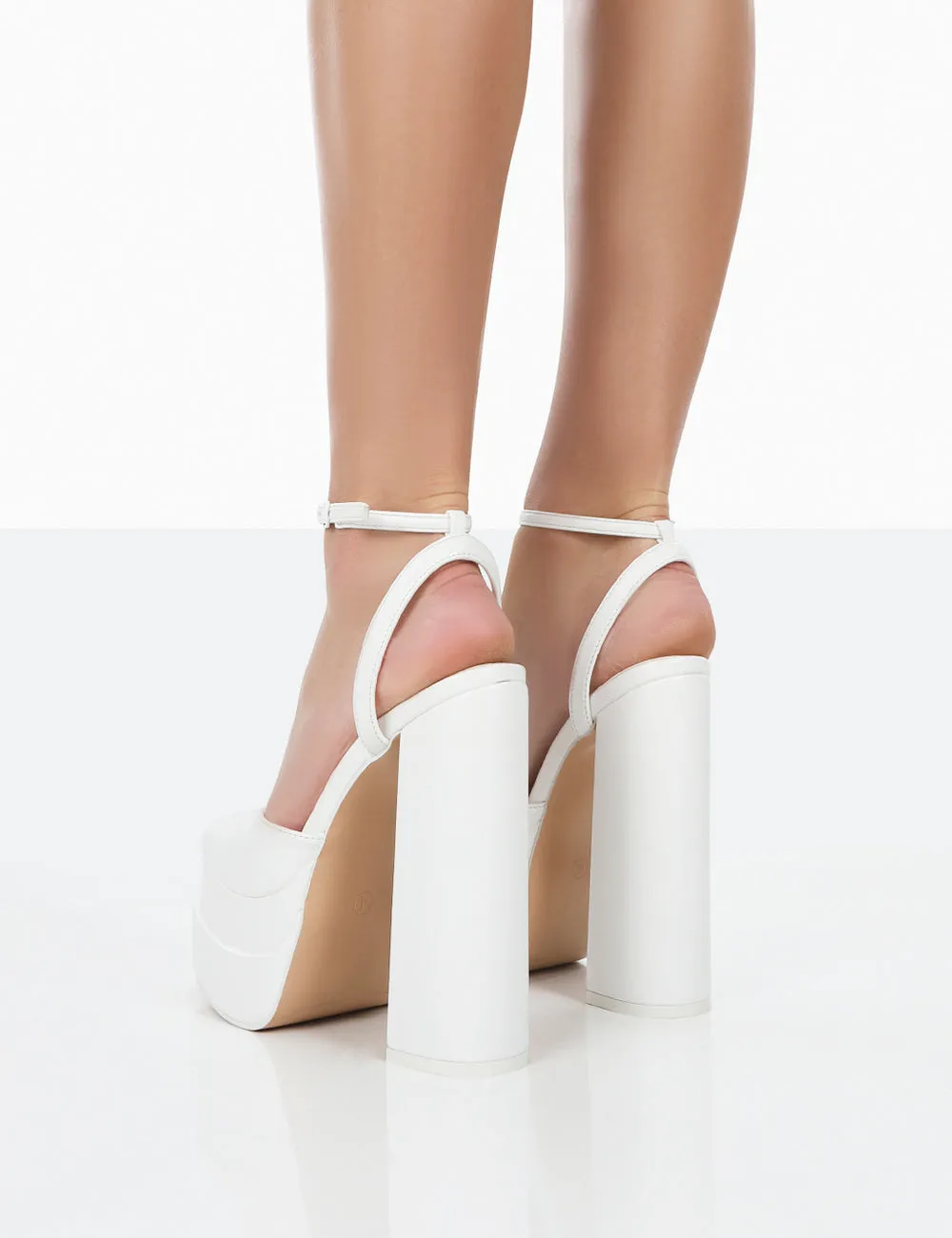 Moonchild White Pu Closed Toe Statement Platform Block Heels