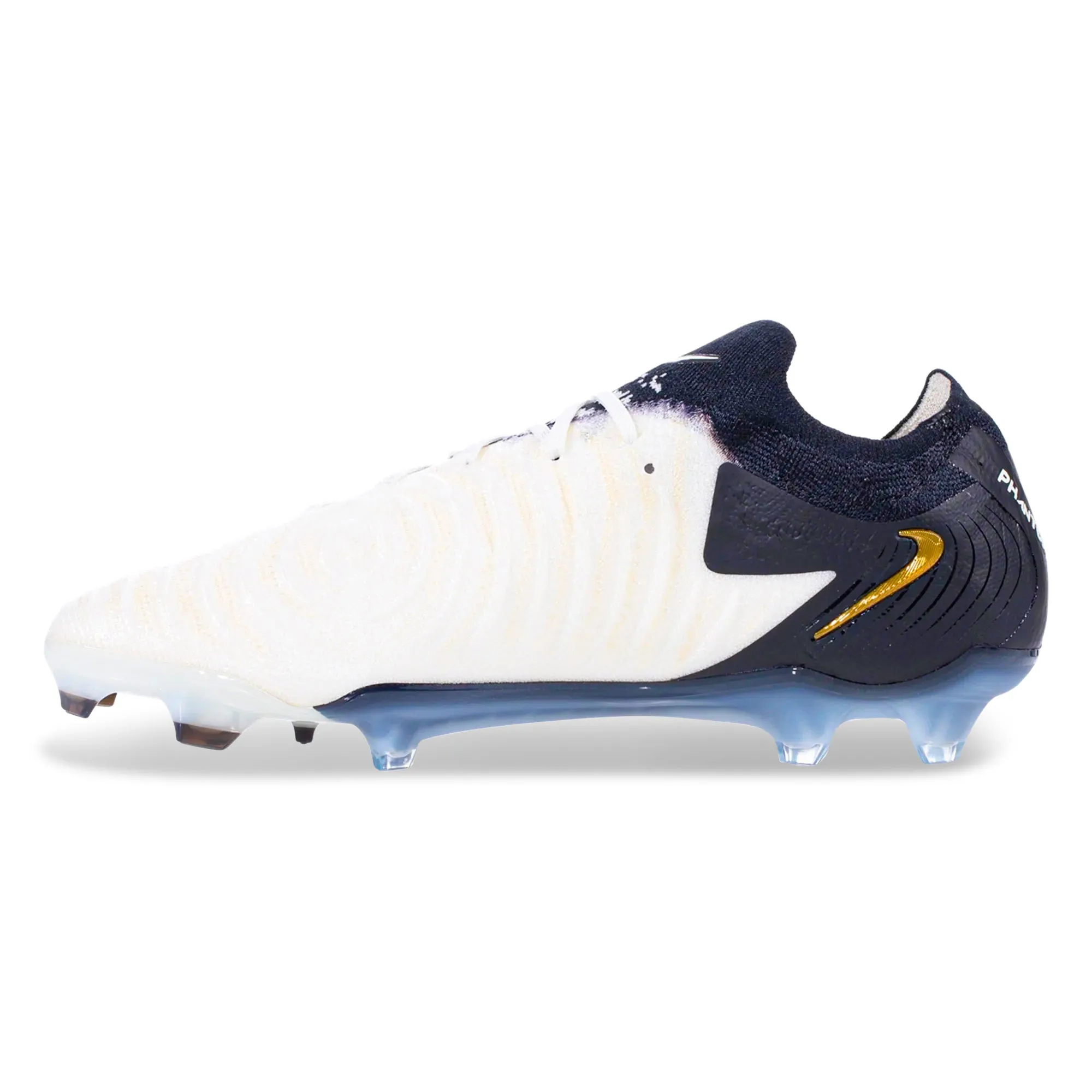 Nike Phantom GX II Elite Firm Ground Soccer Cleats (White/Black/Metallic Gold Coin)