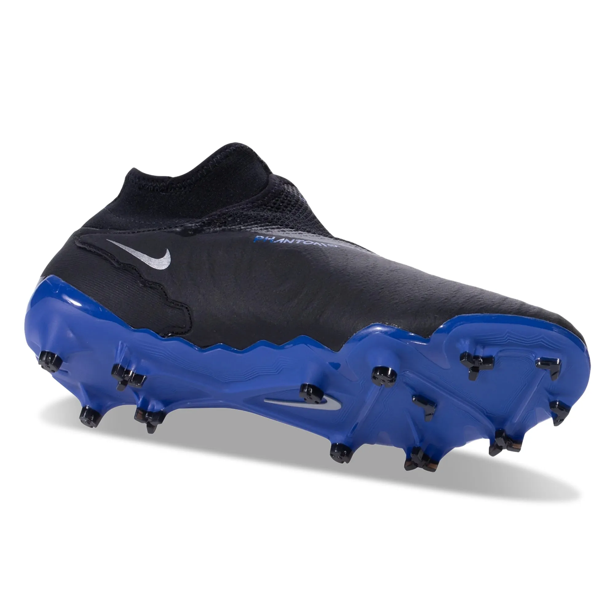 Nike Phantom GX Pro DF Firm Ground Soccer Cleats (Black/Chrome-Hyper Royal)