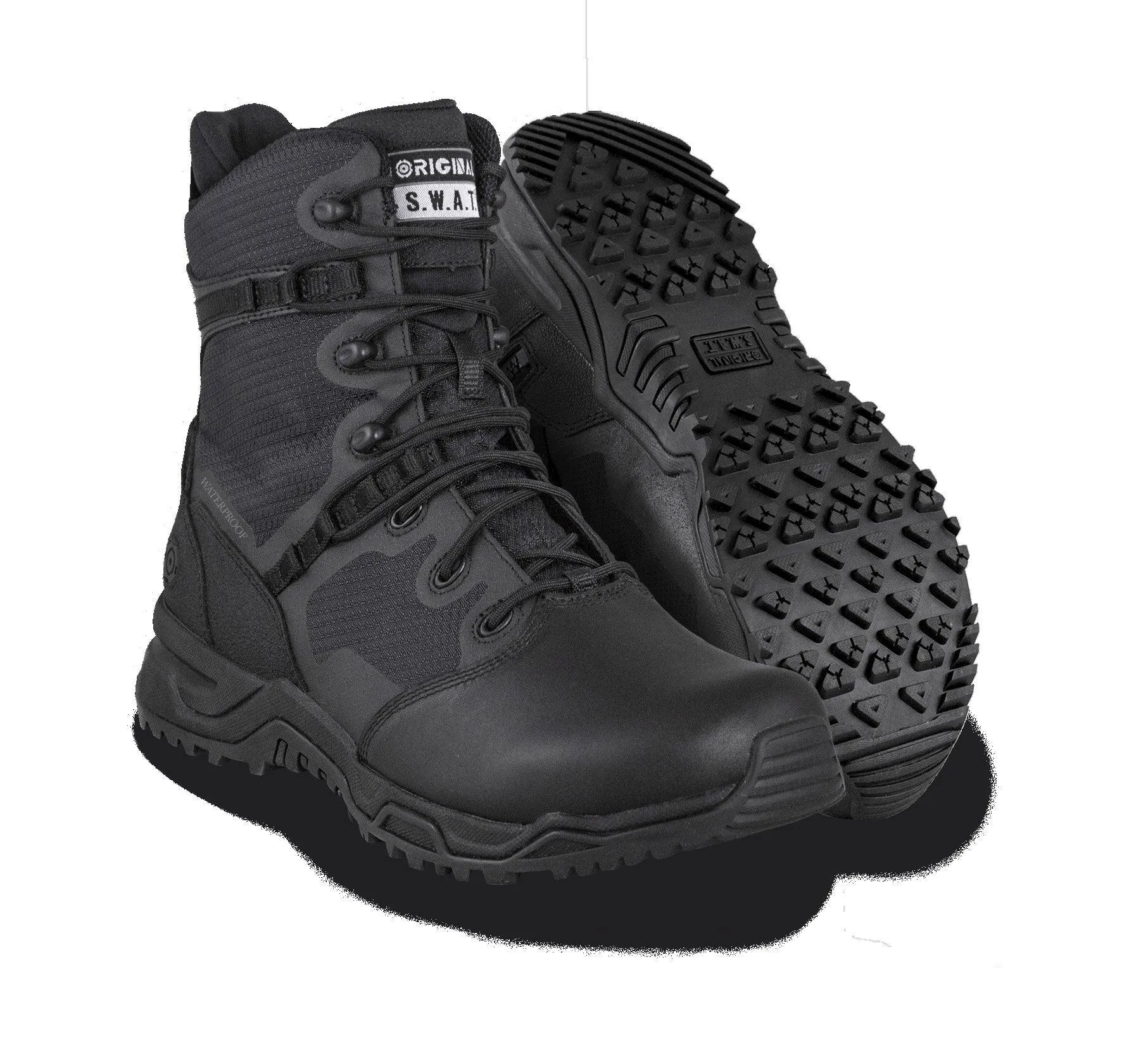 Original S.W.A.T. Alpha Fury 8" Polishable Toe Side Zip Waterproof Black 176601