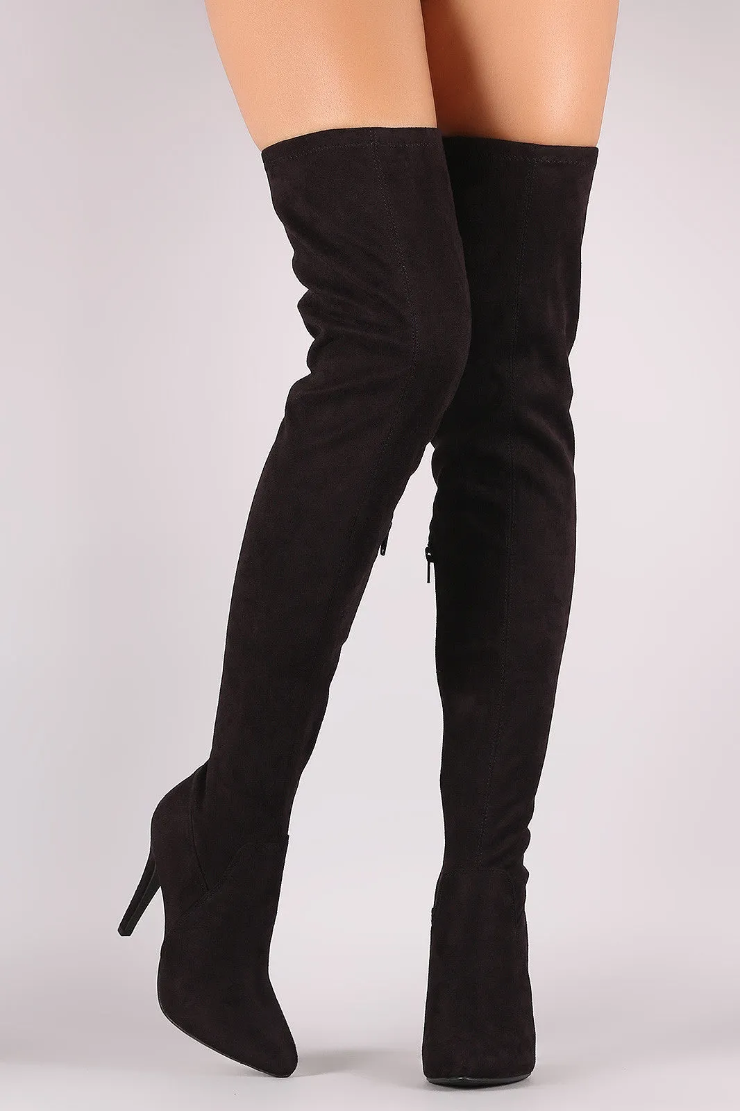 Paprika Suede Pointy Toe Fitted Over-The-Knee Stiletto Boots