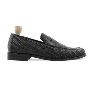 Rybnik - Men' Black Hand Woven Calf Leather Loafer