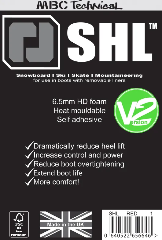 SHL™ Version2 ~ Stop Heel Lift Heel Inserts by MBC Technical