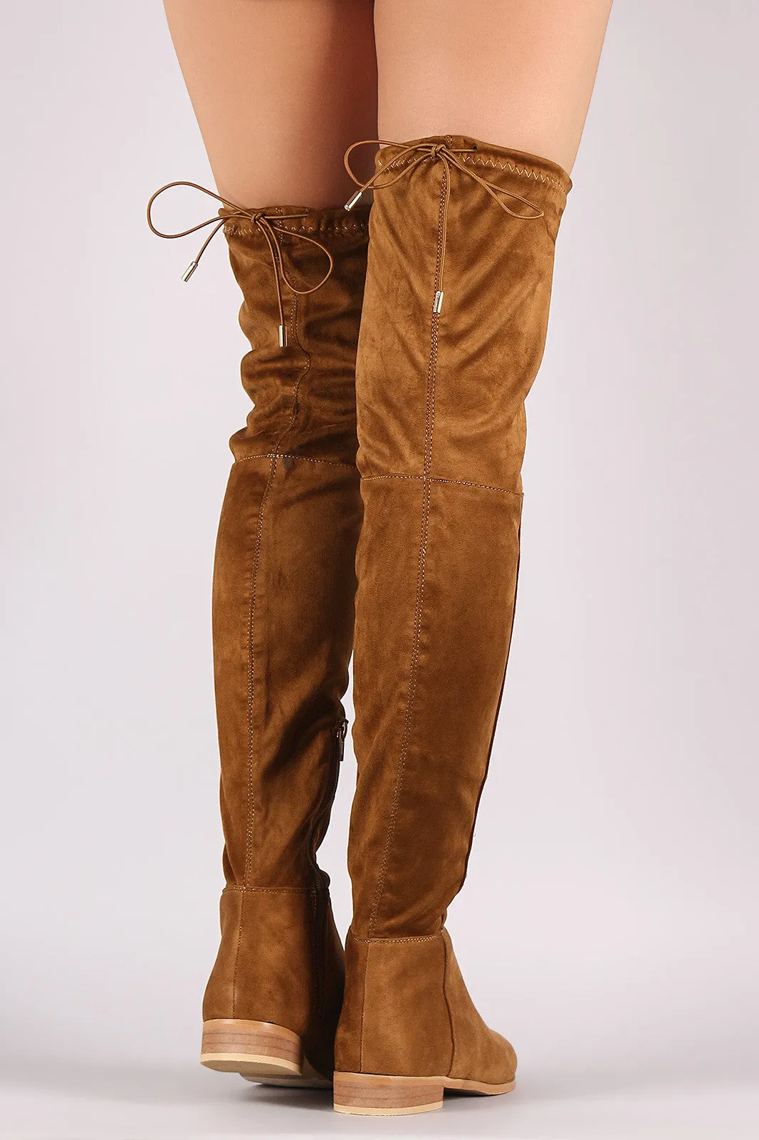 Suede Drawstring Tie Over-The-Knee Riding Boots