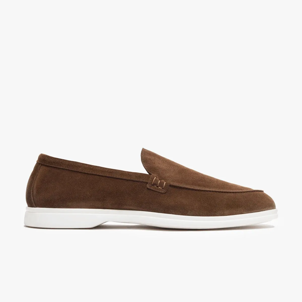 SUEDE LOAFERS WITH RUBBER OUTSOLE- BROWN