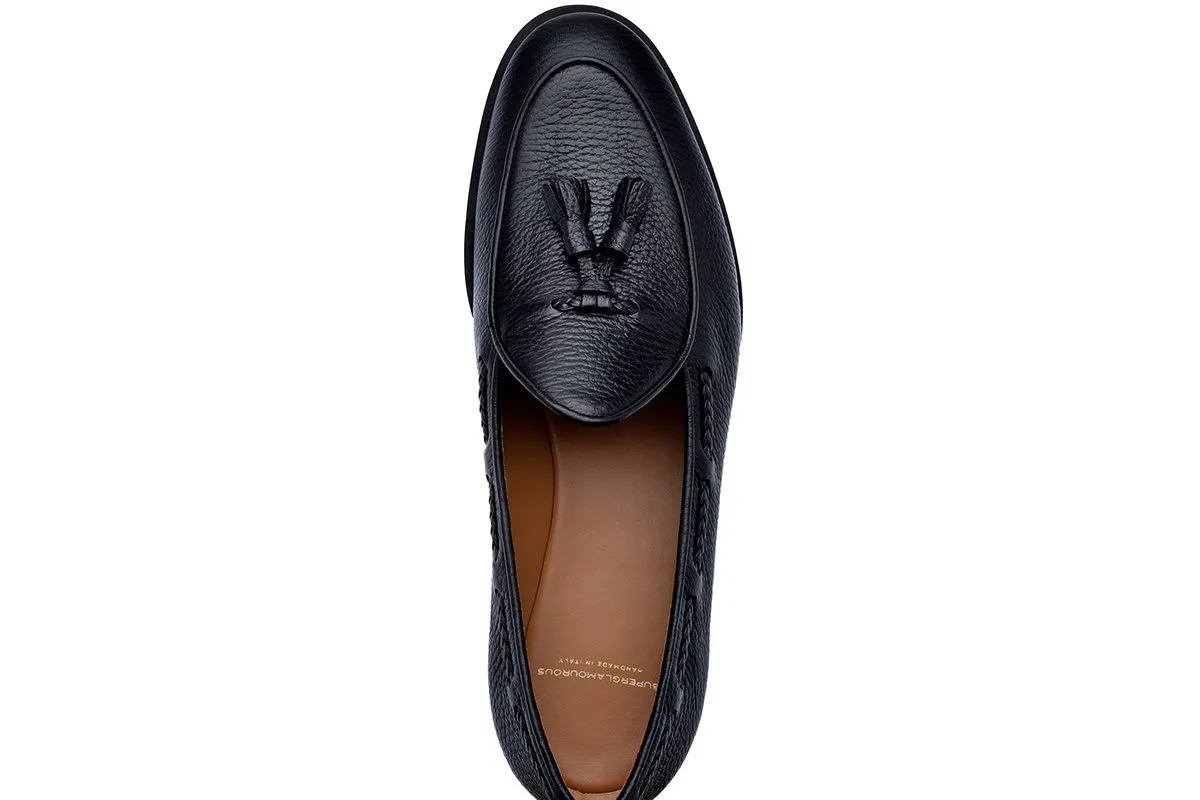 TANGERINE 8-T DEER BLACK BELGIAN LOAFERS