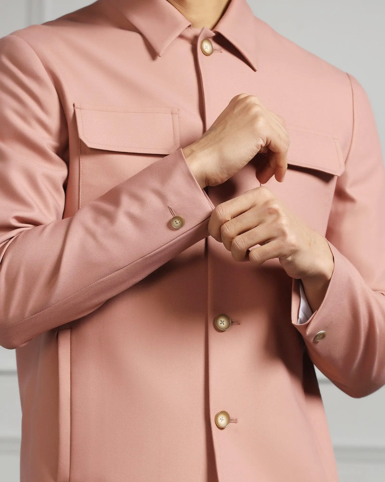 Two Piece Pink Solid Formal Suit - Cordex