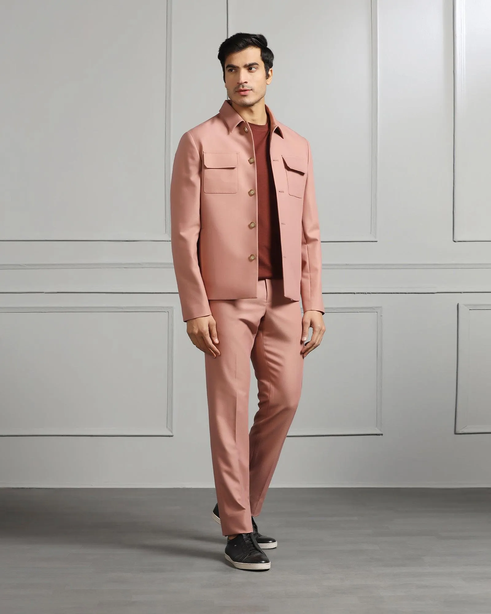 Two Piece Pink Solid Formal Suit - Cordex