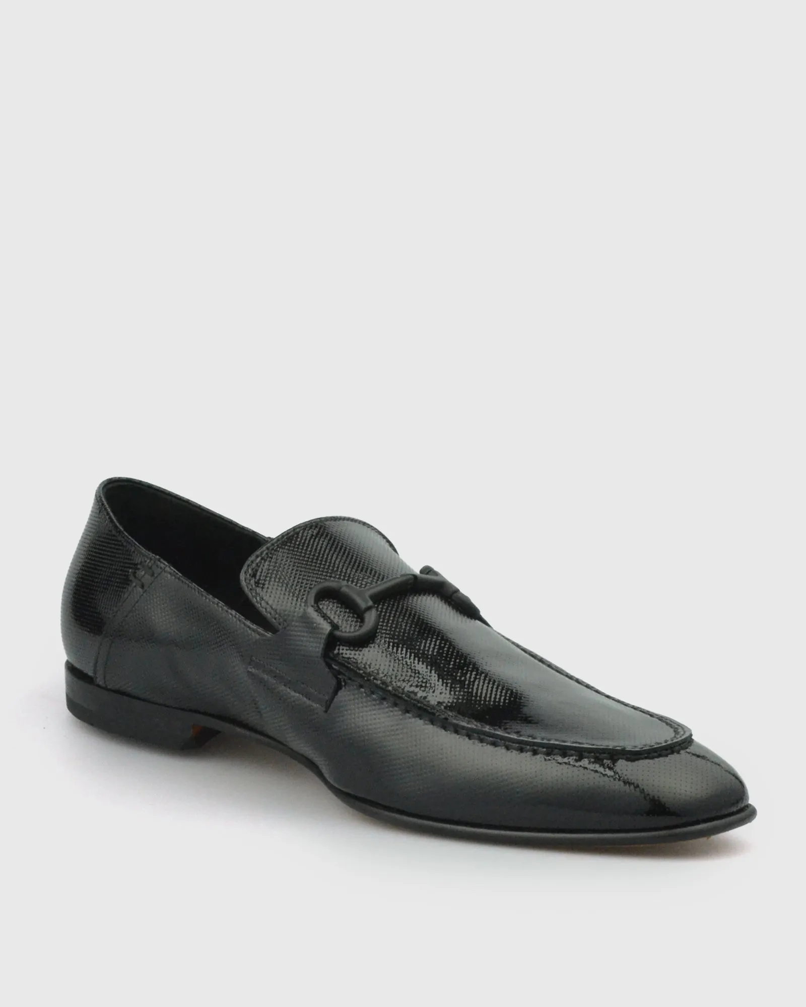 VINCENT & FRANKS VFS21 BLACK PERFORATED PATENT LOAFER