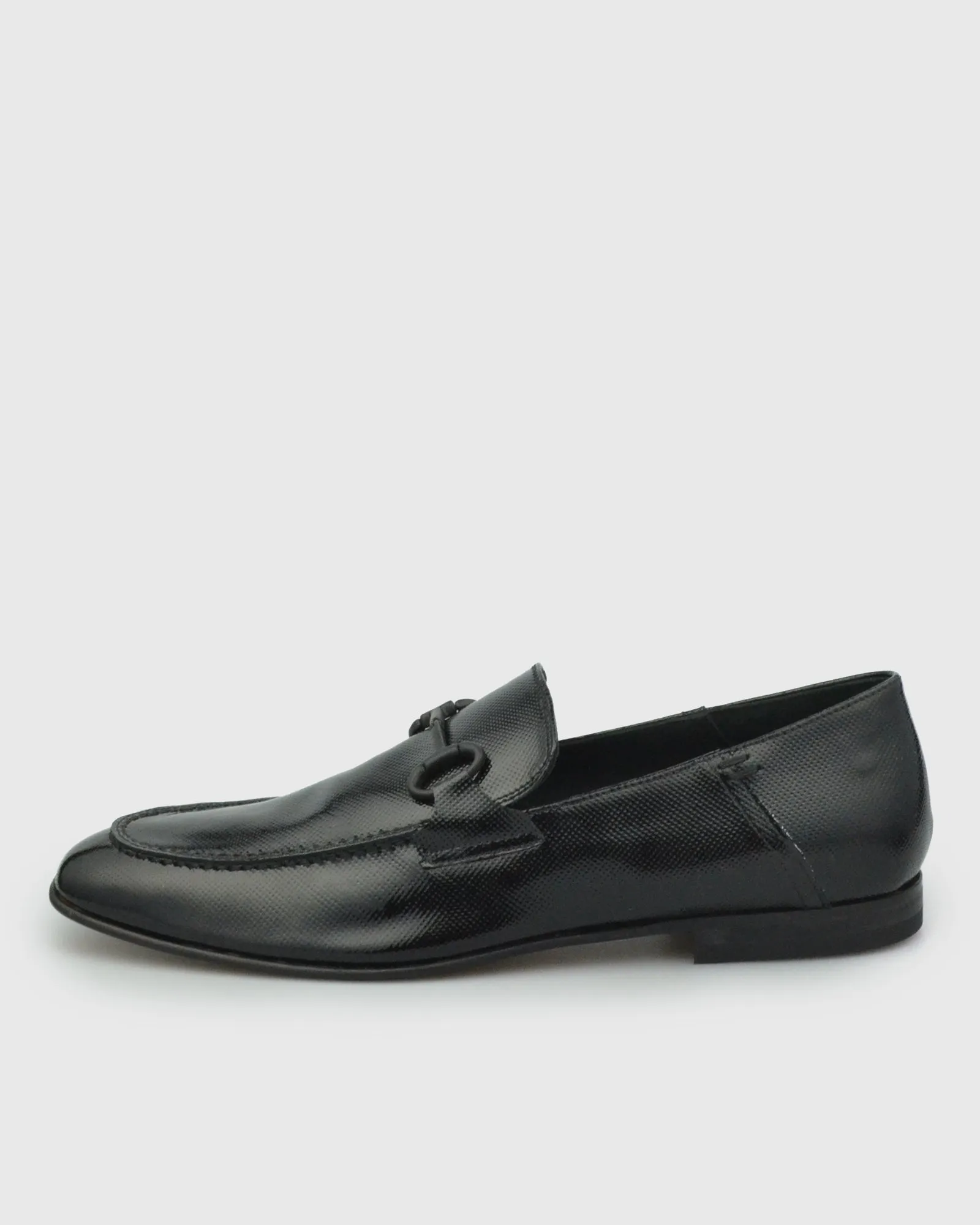 VINCENT & FRANKS VFS21 BLACK PERFORATED PATENT LOAFER