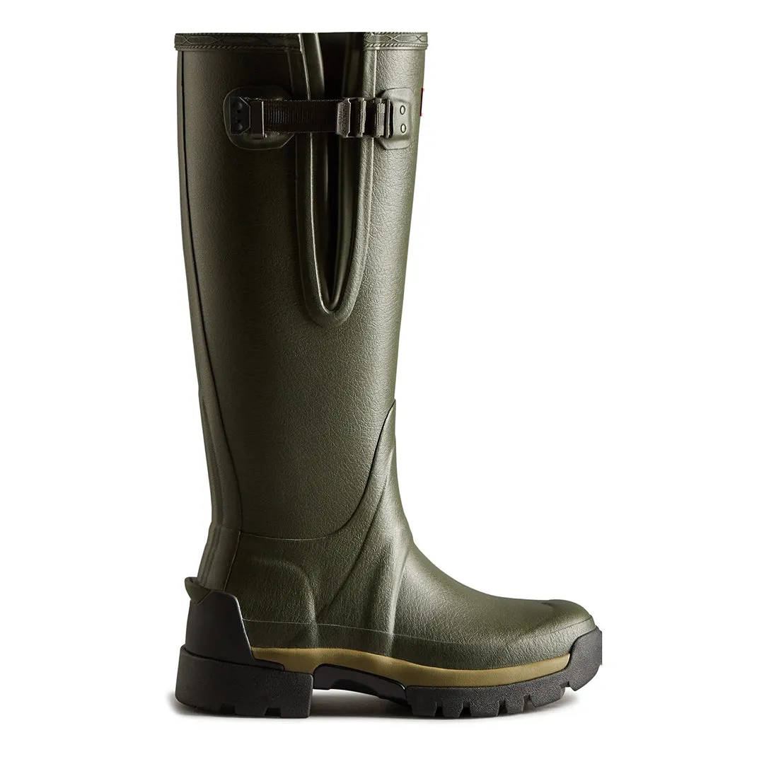 Women's Balmoral Adjustable Neoprene Lined Wellington Boots - Dark Olive by Hunter